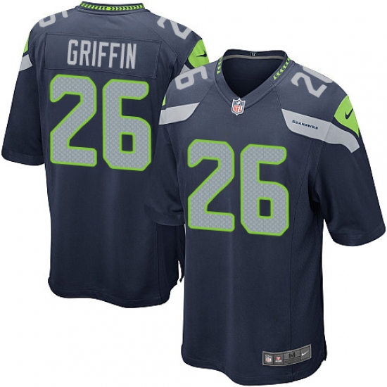 Men's Nike Seattle Seahawks 26 Shaquill Griffin Game Steel Blue Team Color NFL Jersey