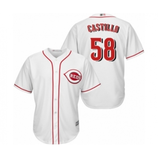 Men's Cincinnati Reds 58 Luis Castillo Replica White Home Cool Base Baseball Jersey