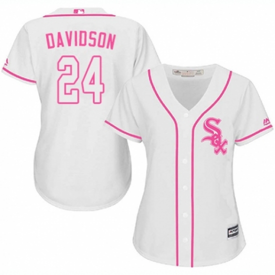 Women's Majestic Chicago White Sox 24 Matt Davidson Replica White Fashion Cool Base MLB Jersey