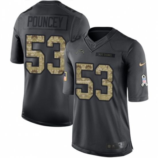 Youth Nike Los Angeles Chargers 53 Mike Pouncey Limited Black 2016 Salute to Service NFL Jersey