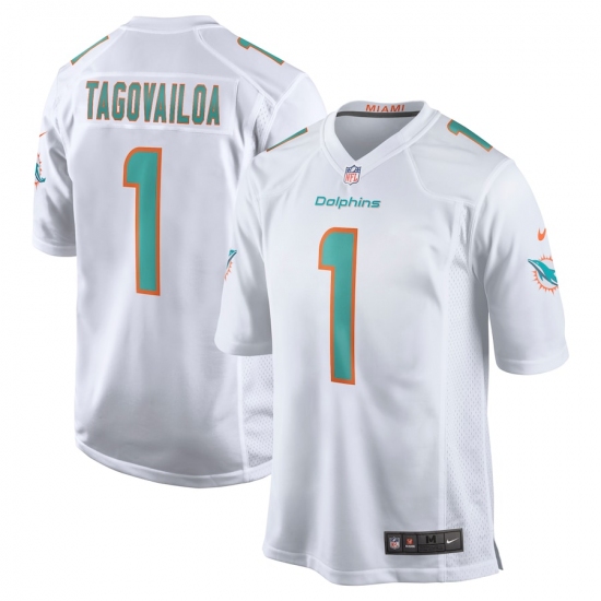 Men's Miami Dolphins 1 Tua Tagovailoa Nike White 2020 NFL Draft First Round Pick Game Jersey