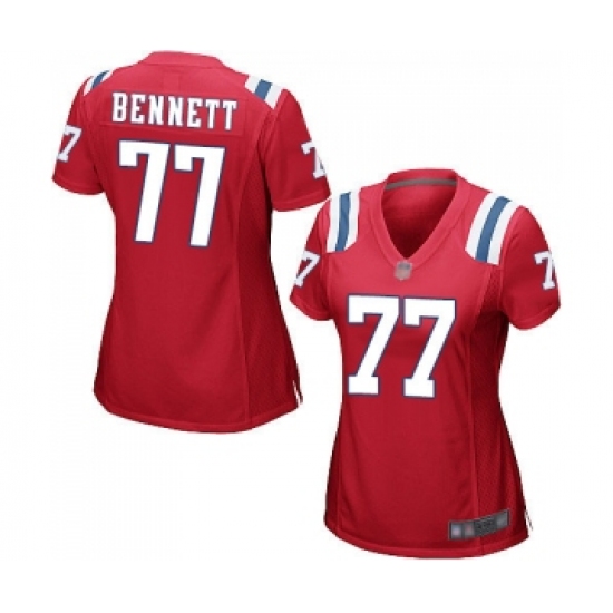 Women's New England Patriots 77 Michael Bennett Game Red Alternate Football Jersey