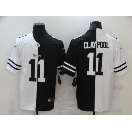 Men's Pittsburgh Steelers 11 Chase Claypool Black White Limited Split Fashion Football Jersey