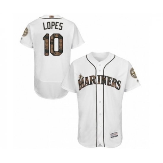Men's Seattle Mariners 10 Tim Lopes Authentic White 2016 Memorial Day Fashion Flex Base Baseball Player Jersey