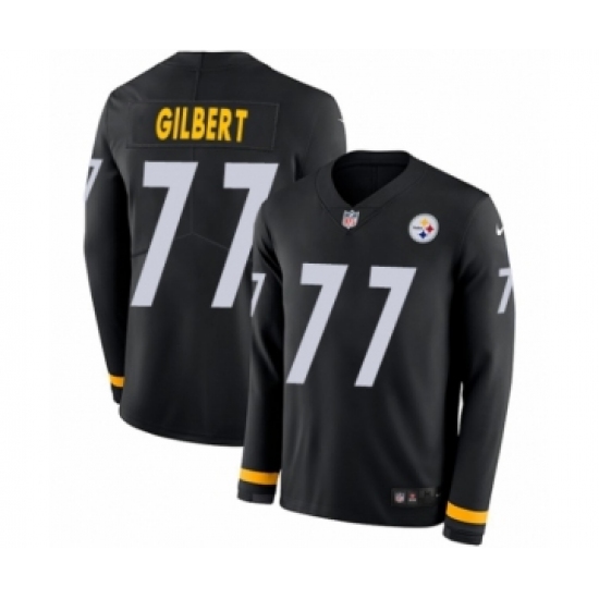 Youth Nike Pittsburgh Steelers 77 Marcus Gilbert Limited Black Therma Long Sleeve NFL Jersey