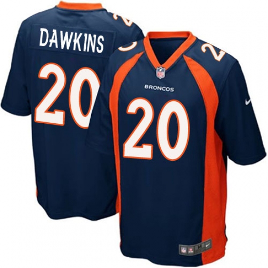 Men's Nike Denver Broncos 20 Brian Dawkins Game Navy Blue Alternate NFL Jersey