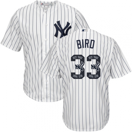 Men's Majestic New York Yankees 33 Greg Bird Authentic White Team Logo Fashion MLB Jersey