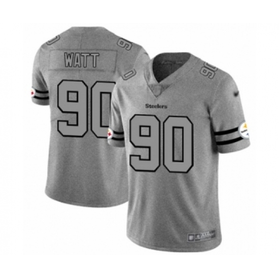 Men's Pittsburgh Steelers 90 T. J. Watt Limited Gray Team Logo Gridiron Football Jersey