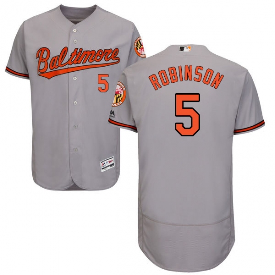 Men's Majestic Baltimore Orioles 5 Brooks Robinson Grey Road Flex Base Authentic Collection MLB Jersey