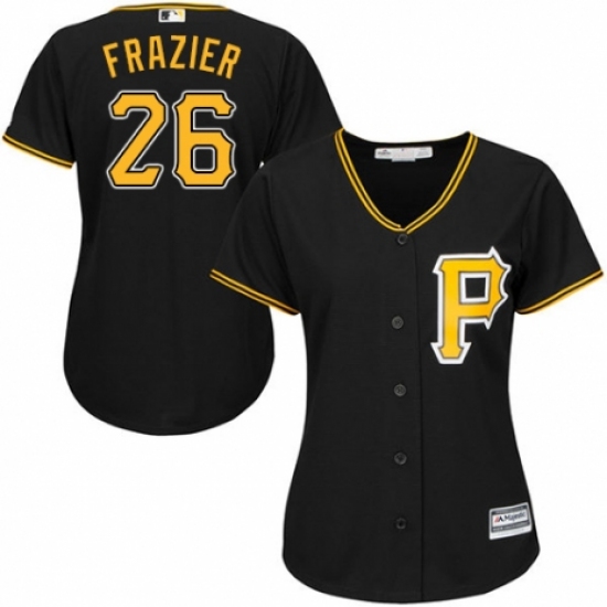 Women's Majestic Pittsburgh Pirates 26 Adam Frazier Authentic Black Alternate Cool Base MLB Jersey