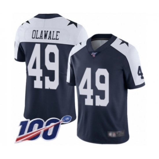 Men's Dallas Cowboys 49 Jamize Olawale Navy Blue Throwback Alternate Vapor Untouchable Limited Player 100th Season Football Jersey