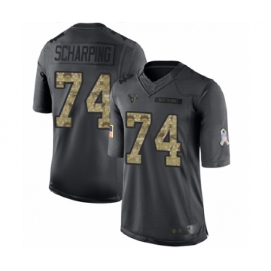 Men's Houston Texans 74 Max Scharping Limited Black 2016 Salute to Service Football Jersey