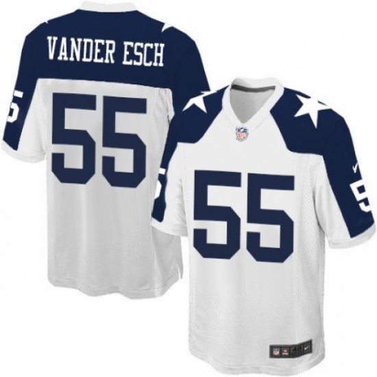 Men's Nike Dallas Cowboys 55 Leighton Vander Esch Game White Throwback Alternate NFL Jersey