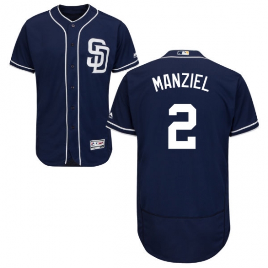 Men's Majestic San Diego Padres 2 Johnny Manziel Navy Blue Alternate Flex Base Authentic Collection MLB Jersey
