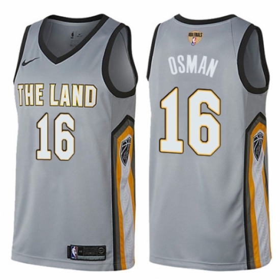 Women's Nike Cleveland Cavaliers 16 Cedi Osman Swingman Gray 2018 NBA Finals Bound NBA Jersey - City Edition