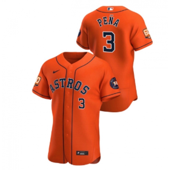 Men's Houston Astros 3 Jeremy Pena Orange 60th Anniversary Flex Base Stitched Baseball Jersey