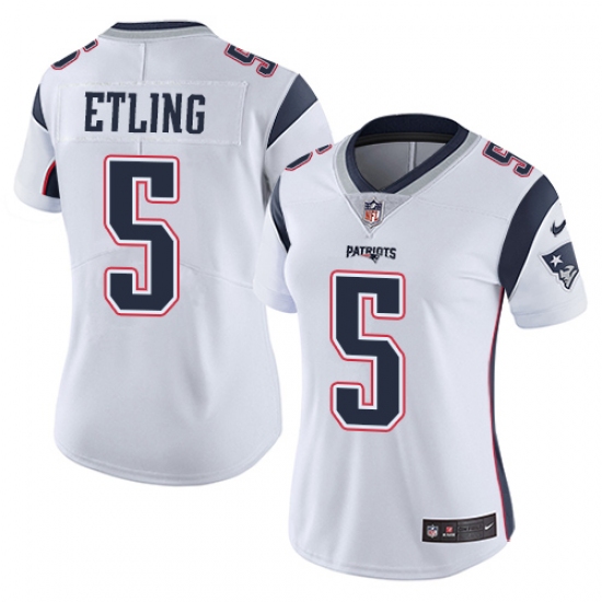 Women's Nike New England Patriots 5 Danny Etling White Vapor Untouchable Limited Player NFL Jersey