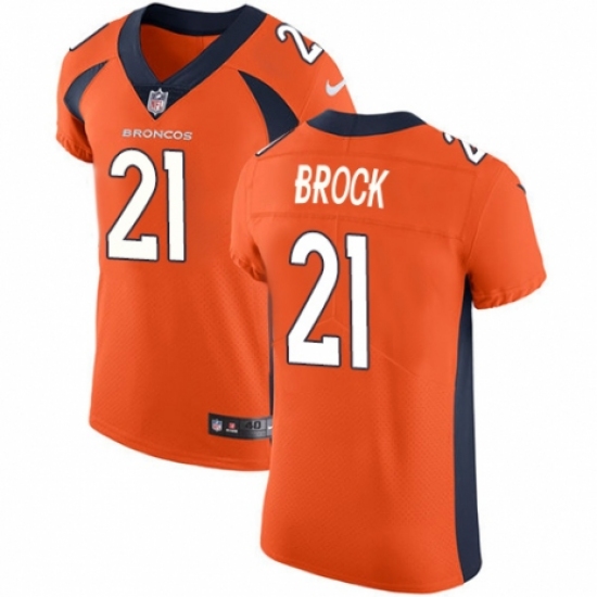 Men's Nike Denver Broncos 21 Tramaine Brock Orange Team Color Vapor Untouchable Elite Player NFL Jersey