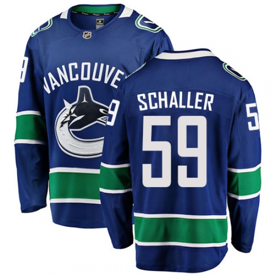 Men's Vancouver Canucks 59 Tim Schaller Fanatics Branded Blue Home Breakaway NHL Jersey