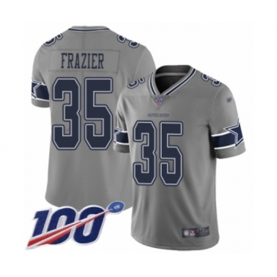 Men's Dallas Cowboys 35 Kavon Frazier Limited Gray Inverted Legend 100th Season Football Jersey