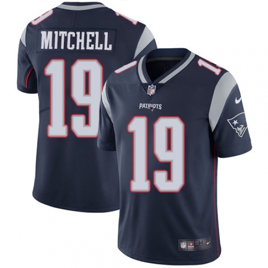 Men's Nike New England Patriots 19 Malcolm Mitchell Navy Blue Team Color Vapor Untouchable Limited Player NFL Jersey