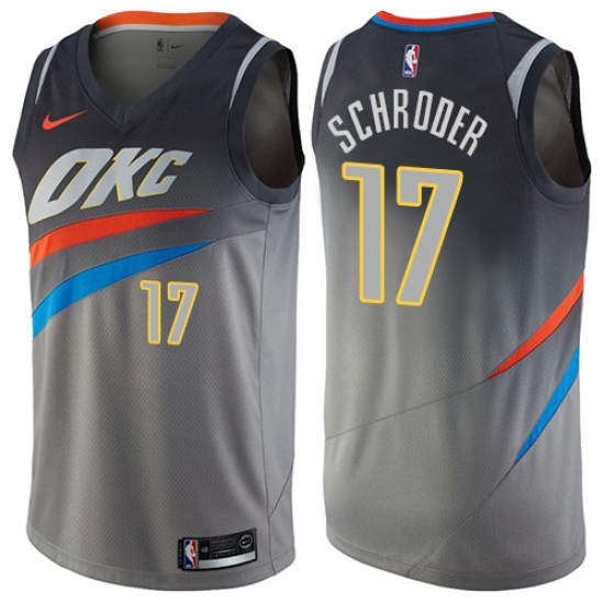 Youth Nike Oklahoma City Thunder 17 Dennis Schroder Swingman Gray NBA Jersey - City Edition