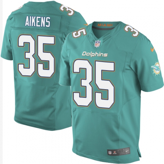 Men's Nike Miami Dolphins 35 Walt Aikens Elite Aqua Green Team Color NFL Jersey