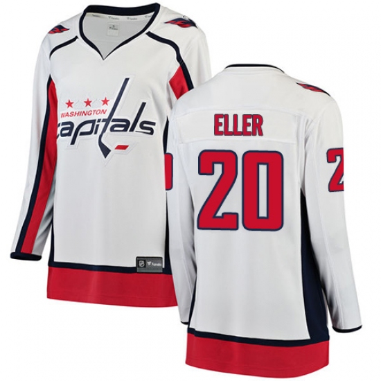 Women's Washington Capitals 20 Lars Eller Fanatics Branded White Away Breakaway NHL Jersey