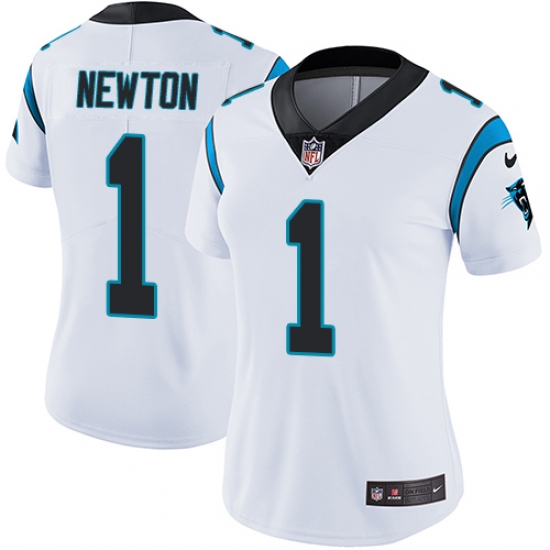 Women's Nike Carolina Panthers 1 Cam Newton White Vapor Untouchable Limited Player NFL Jersey