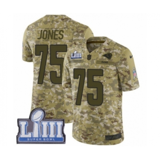Youth Nike Los Angeles Rams 75 Deacon Jones Limited Camo 2018 Salute to Service Super Bowl LIII Bound NFL Jersey
