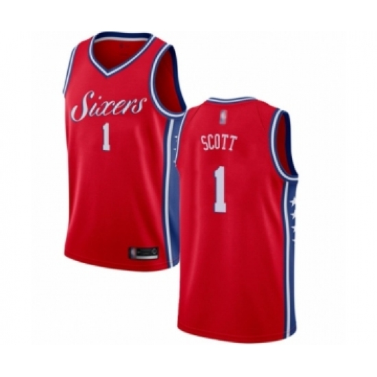 Men's Philadelphia 76ers 1 Mike Scott Authentic Red Basketball Jersey Statement Edition