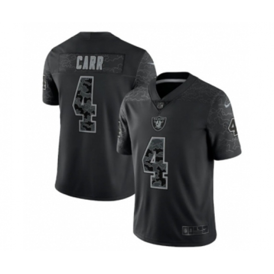 Men's Las Vegas Raiders 4 Derek Carr Black Reflective Limited Stitched Football Jersey