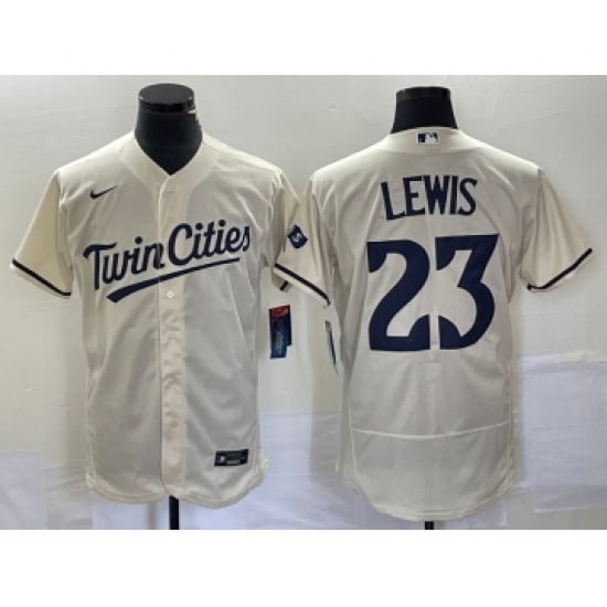 Men's Minnesota Twins 23 Royce Lewis Cream Flex Base Stitched Baseball Jersey
