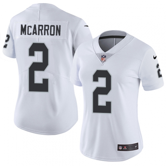 Women's Nike Oakland Raiders 2 AJ McCarron White Vapor Untouchable Limited Player NFL Jersey