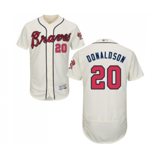 Men's Atlanta Braves 20 Josh Donaldson Cream Alternate Flex Base Authentic Collection Baseball Jersey