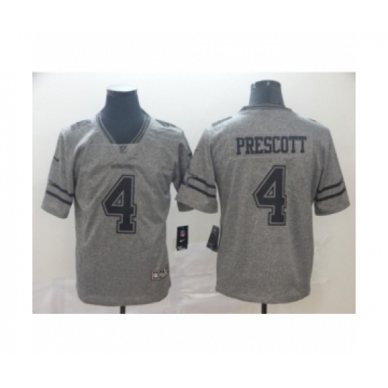 Men's Dallas Cowboys 4 Dak Prescott Limited Gray Rush Gridiron Football Jersey