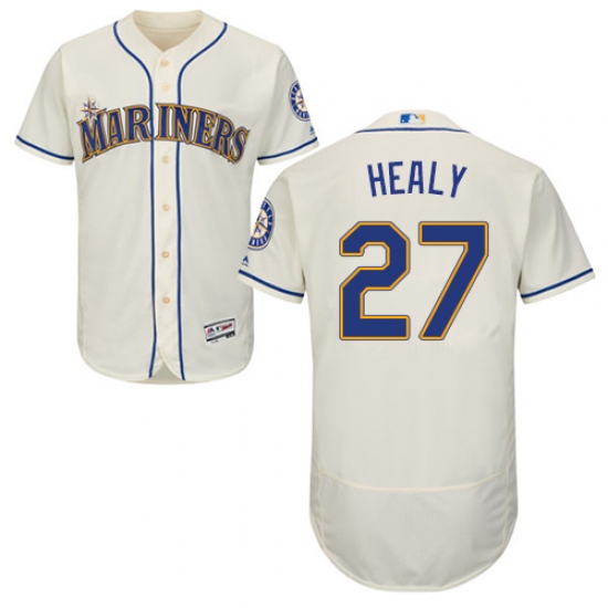 Men's Majestic Seattle Mariners 27 Ryon Healy Cream Alternate Flex Base Authentic Collection MLB Jersey