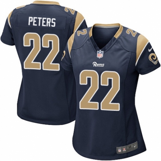 Women's Nike Los Angeles Rams 22 Marcus Peters Game Navy Blue Team Color NFL Jersey