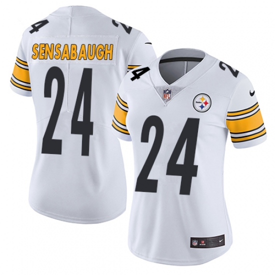 Women's Nike Pittsburgh Steelers 24 Coty Sensabaugh White Vapor Untouchable Limited Player NFL Jersey