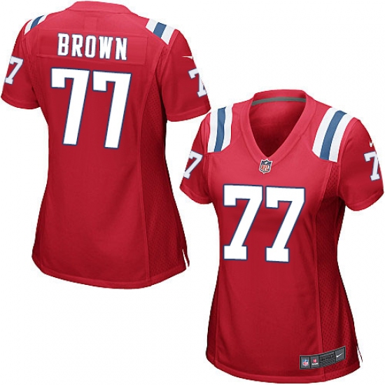 Women's Nike New England Patriots 77 Trent Brown Game Red Alternate NFL Jersey