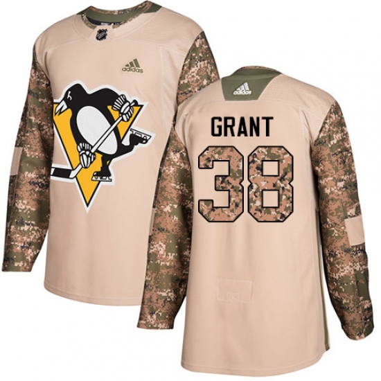Youth Adidas Pittsburgh Penguins 38 Derek Grant Authentic Camo Veterans Day Practice NHL Jersey