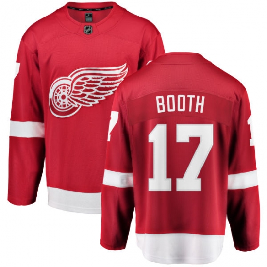 Men's Detroit Red Wings 17 David Booth Fanatics Branded Red Home Breakaway NHL Jersey
