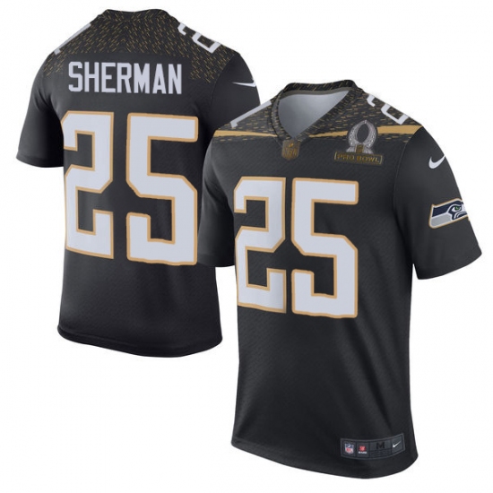 Men's Nike Seattle Seahawks 25 Richard Sherman Elite Black Team Irvin 2016 Pro Bowl NFL Jersey