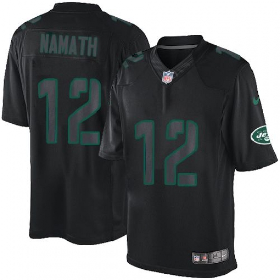 Men's Nike New York Jets 12 Joe Namath Limited Black Impact NFL Jersey