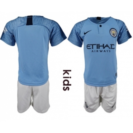 Manchester City Blank Home Kid Soccer Club Jersey