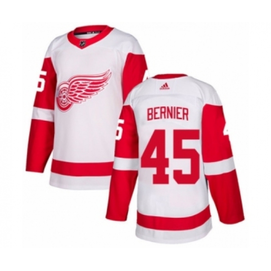 Men's Adidas Detroit Red Wings 45 Jonathan Bernier Authentic White Away NHL Jersey