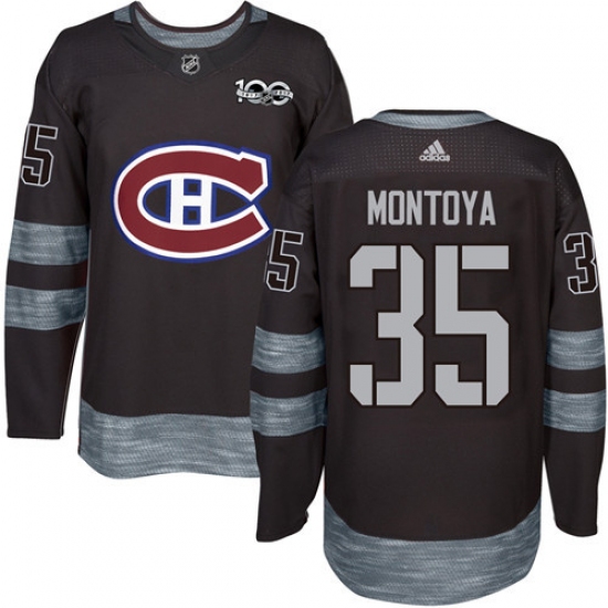 Men's Adidas Montreal Canadiens 35 Al Montoya Authentic Black 1917-2017 100th Anniversary NHL Jersey