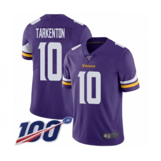 Men's Minnesota Vikings 10 Fran Tarkenton Purple Team Color Vapor Untouchable Limited Player 100th Season Football Jersey