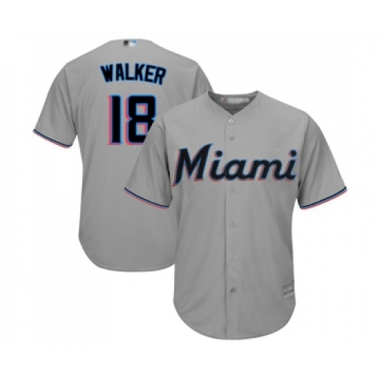 Youth Miami Marlins 18 Neil Walker Replica Grey Road Cool Base Baseball Jersey