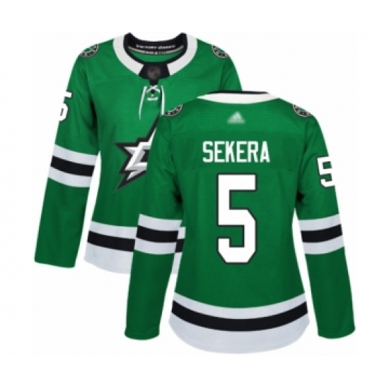 Women's Dallas Stars 5 Andrej Sekera Authentic Green Home Hockey Jersey